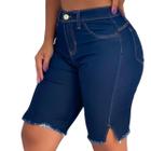 Bermuda Jeans Feminino 100% Algodão Premium Cintura Alta Empina Bumbum Tendência
