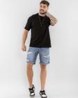 Bermuda Jeans Masculina com Rasgos e Barra Desfiada 22275 Média