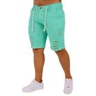 Bermuda Jeans Masculina Destroyed Verde Neon