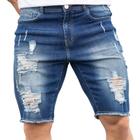 Bermuda Jeans Masculina RASGADO Homem Casual Slim 475