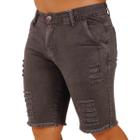 Bermuda Jeans Masculino Casual Verde Militar Modelo Detonado Moda Masculina Short Tendência