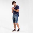 Bermuda Jeans RockeSoda Masculina Skinny Destroyed Conforto