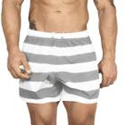 Bermuda Masculina Short Mauricinho Praia Treino Academia Com Bolso Cordão Listra Cinza - River