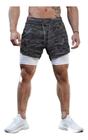 Bermuda Masculina Shorts Esportivo 2 em 1 com Bolso Escondido Academia Segunda Pele