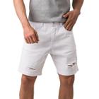 Bermuda Masculina Slim Destroyed Branco Sarja Zune