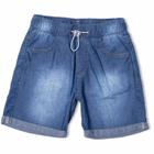 Bermuda Menino em Jeans com ajuste na cintura - Mania Kids