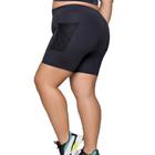 Bermuda Para Academia Plus Size Sport Fitness Feminino Selene Com Bolso Lateral Tule De Zebra