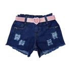 Bermuda Short Jeans Feminino Infantil Destroyed 2 a 16 Anos