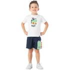 Bermuda Shorts Infantil Verão Menino Estampado Azul Dino 3d