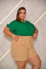 Bermuda Shorts Plus Size Elástico e Amarração Do 46 ao 50