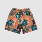 Bermuda Shorts Praia Verao Masculino Seca Rapido FLORAL LARANJA