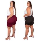 Bermuda Social Tecido Malha Crepe Feminino Plus Size Cintura Alta Bastante Elasticidade Soltinha KIT 2