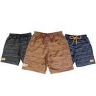 Bermudas de Moletom Masculino Infantil e Juvenil Básica kit 3 Shorts de Menino