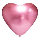 Bexiga Balões Metalizado Coração Platino Nº10 C/25un Rosa