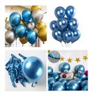 Bexiga Balões Metalizado Cromado Azul Escuro Super Brilhantes 10 Polegadas Com 25 Unidades
