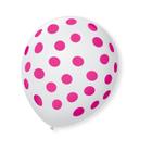 Bexiga Balões Tema Nº 9 Bolinhas Branco e Rosa - 25 Unid - Balões São Roque
