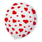 Bexiga Balões Tema Nº 9 Corações Branco e Vermelho - 25 Unid