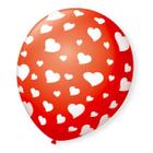 Bexiga Balões Tema Nº 9 Corações Vermelho e Branco - 25 Unid