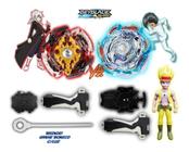 Beyblade Burst C/ 2 Lançador 2 Grip God Spriggan Vs Blast Gennius Ganhe Boneco