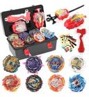 Beyblade Maleta Kit Com 8 Beyblade + Lançador Dupla Rotação