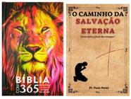 Bíblia 365 Reflexões C/ Plano De Leitura Leão Fogo Lt Hipergigante + Livro Estudo Bíblico
