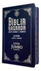 Bíblia Assembleia Letra Jumbo Capa Dura Compacta - Azul Com Índice Harpa Coros