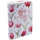 Bíblia da Mulher NAA Média Capa Branca Tulipa Pink