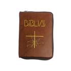 Bíblia De Aparecida Média Zíper Flexível Marrom 20cm