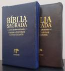Bíblia Do Casal Letra Gigante Com Harpa - Capa Com Ziper Azul Marinho + Café