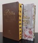 Bíblia Do Casal Letra Gigante Com Harpa Luxo Caramelo + Azaleia