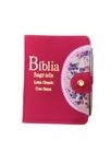 Biblia Média Carteira Harpa Letra Grande Índice Pink Floral