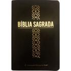 Bíblia Sagrada ARC Letra Grande Linha Ouro Capa Luxo Preta Cruz Com Índice Impresso Mapas Plano Anual de Leitura Bíblica