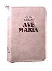 Bíblia Sagrada Ave-Maria - Católica - Capa material sintético Rosa Média Zíper Strike