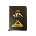 Bíblia Sagrada Ave Maria média com zíper - Capa Mãos Ensanguentadas de Jesus