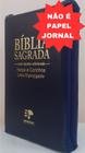 Bíblia sagrada com ajudas adicionais e harpa letra hipergigante capa com ziper azul marinho