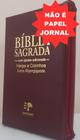 Bíblia sagrada com ajudas adicionais e harpa letra hipergigante capa com ziper vinho
