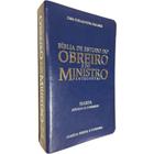 Bíblia Sagrada de Estudo do Obreiro e do Ministro Pentecostal Letra Gigante ARC Com Harpa Avivada e Corinhos Capa Azul