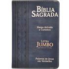 Bíblia Sagrada Feminina/Masculina Letra Jumbo Gigante Harpa RC Azul