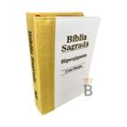 Biblia Sagrada Hipergigante Bicolor Dourado e Branco C/ Harpa RC