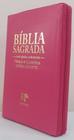 Bíblia sagrada letra gigante com harpa - capa com ziper pink lisa