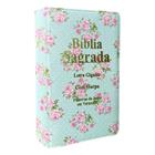 Biblia Sagrada Letra Gigante Luxo Popular - Floral Verde - Com Harpa - Mulher - RC