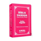 Biblia Sagrada Letra Gigante Luxo Popular - Pink - Com Harpa - Mulher - RC