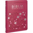 Bíblia Sagrada Letra Grande Feminina Capa Luxo Pink Florida Almeida Revista e Atualizada para Mulheres e Meninas - SBB