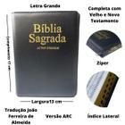 Bíblia sagrada letra grande índice almeida revista corrigida ziper arc
