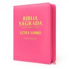 Bíblia Sagrada Letra Jumbo - Ziper Agenda - Pink - C/ Harpa - Revista e Corrigida