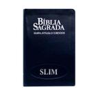 Biblia Sagrada Rc Slim Com Harpa Avivada E Corinhos Media Com Ziper E Indice preta/azul