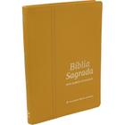 Biblia sagrada ultra fina slim letra grande capa couro legitimo versão naa nova almeida atualizada acafrao amarelo