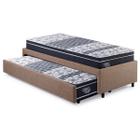 Bicama Box Solteiro Linho Marrom 88x188 com 2 Colchões GranSleep Verticoil Ecoflex 