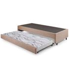 Bicama Box Solteiro Linho Marrom 88x188x28 cm com Colchão Auxiliar Ecoflex