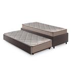 Bicama Box Solteiro material sintético Linho Marrom 88x188 Com Dois Colchões Espuma Supreme Malha D33 Gazin